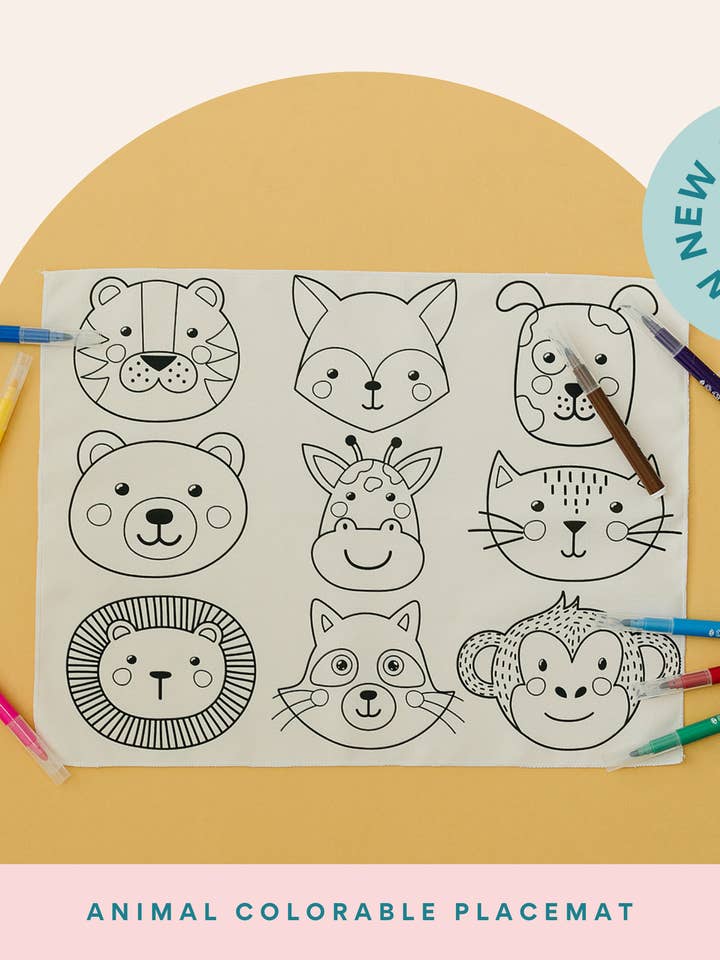 Animal Washable Coloring Placemat for wholesale by Madison Avenue Kids Toys
