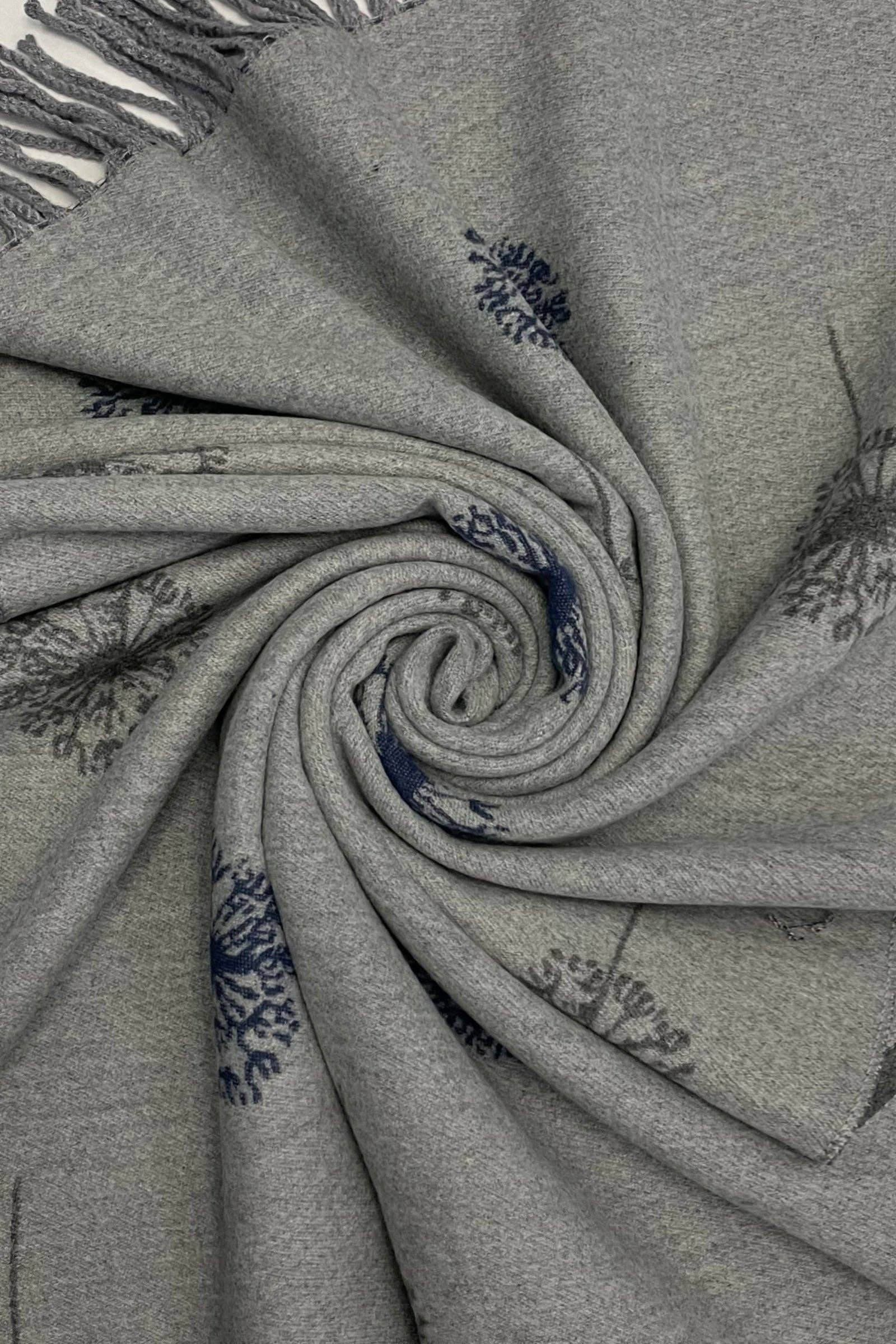 Fashion Scarf World – wholesale Scarf – Women's – Dandelion Print With Reversible Stripe Tassel Scarf7