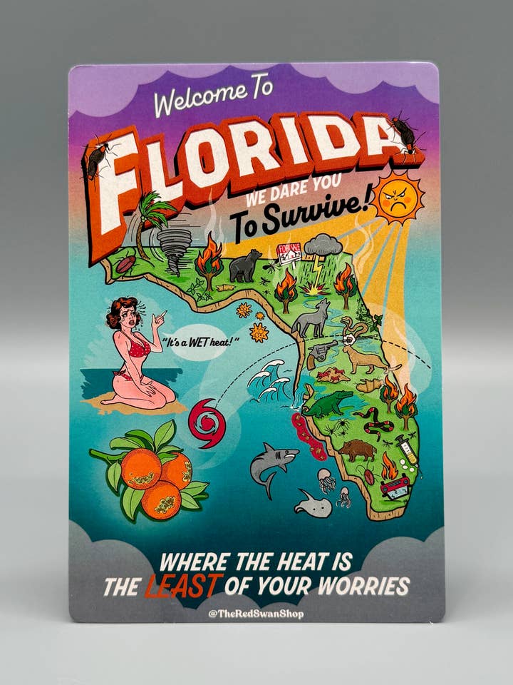 Postcard - Welcome To Florida for wholesale by The Red Swan Shop