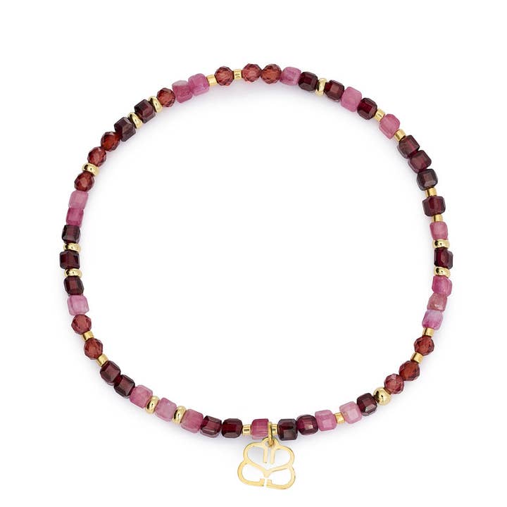 Violet Gold & Garnet Mix Gemstone Bracelet for wholesale by Boho Betty