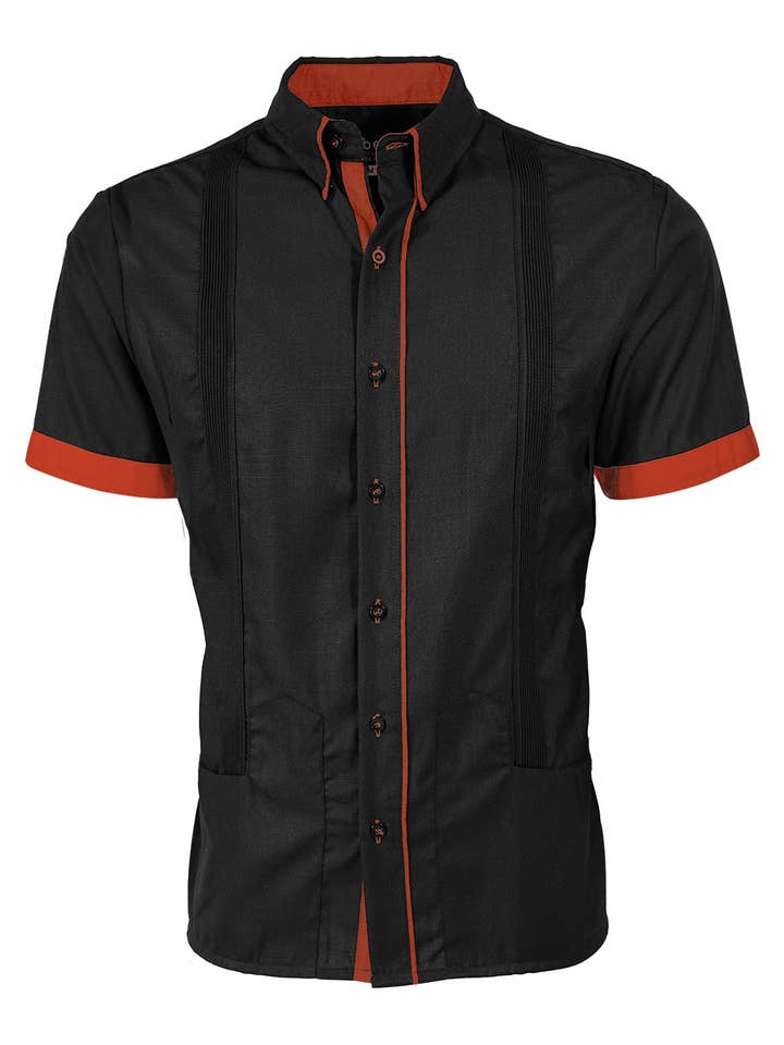Y.A.Bera Clothing Modern Guayaberas - Wholesale Button Down Shirt - Men's - Couture Black Clásico Norteña Guayabera13