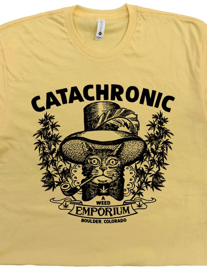 Shirtmandude Co - Wholesale Screen Printed T-Shirt - Unisex - Catachronic Stoner Shirt Weed Cafe Weed 420 Pot Head Hippie