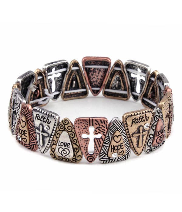 Jewelry Max - Wholesale Charm/Dangle Bracelet - ( WX1240 )  RELIGIOUS INSPIRATION STRETCH BRACELET0