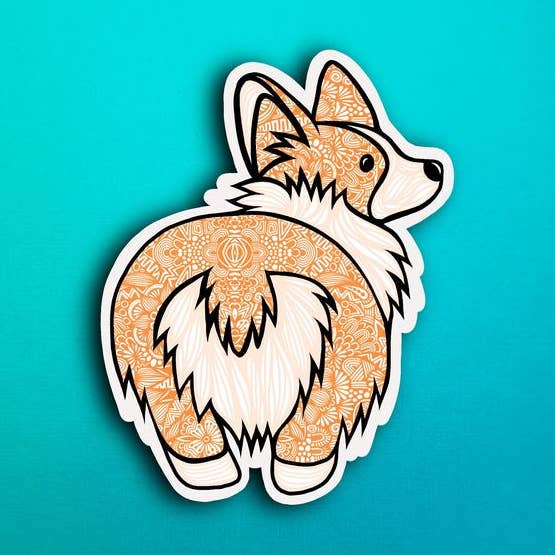 Autocollant Corgi Bum (IMPERMÉABLE) pour la vente par Zenspire Designs