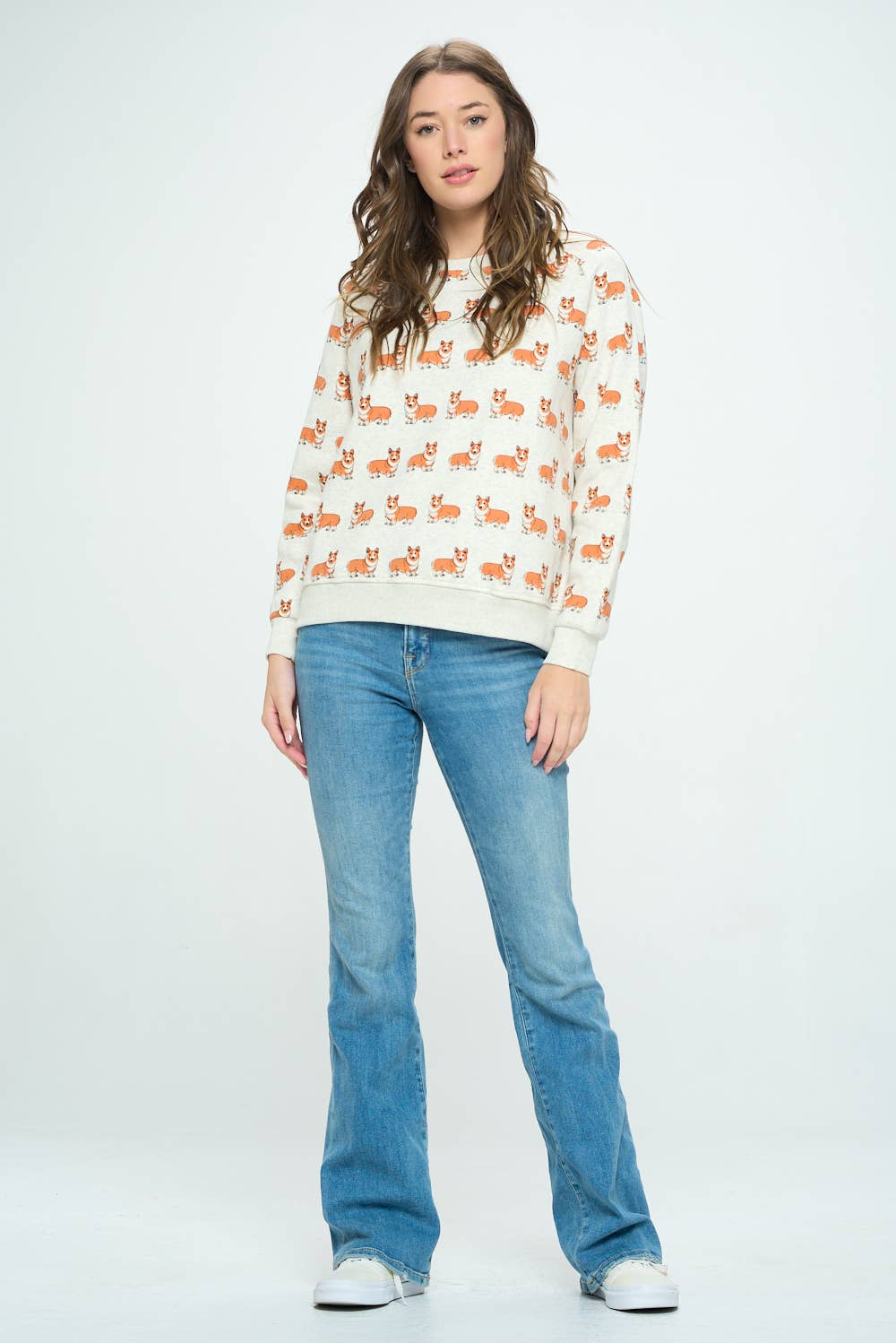 SM WARDROBE - Wholesale Sweatshirt - Women's - CORGI PRINT SWEATSHIRT2