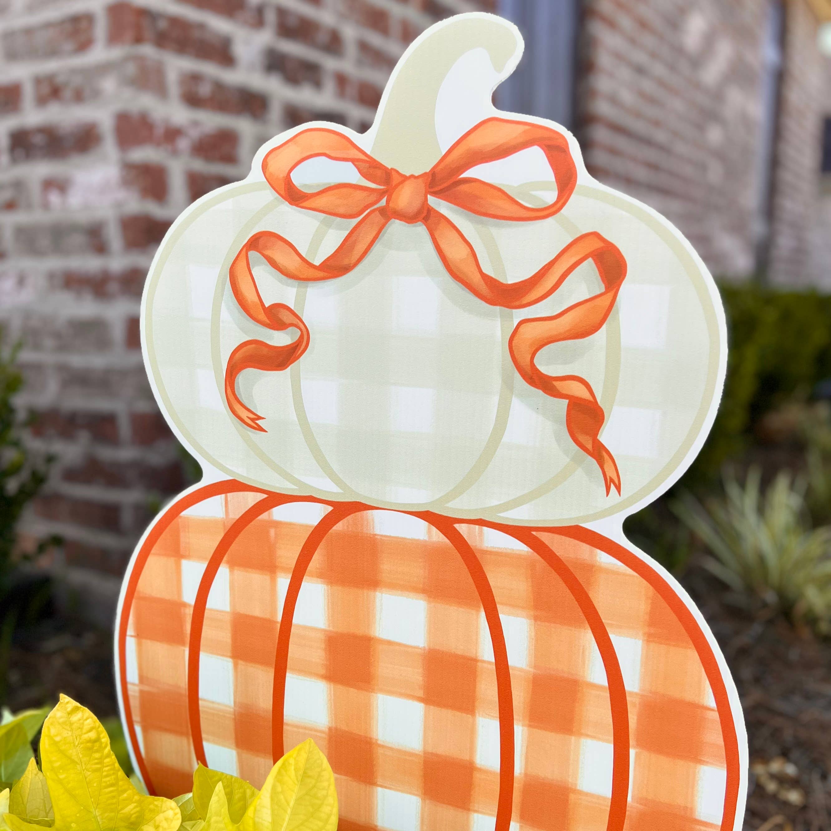 Songbird Grove Collection - Wholesale Garden/Lawn Stake - Orange Stacked Pumpkin Duo Garden Stake5