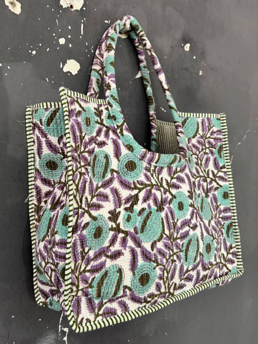 GYPSY STUDIO - Wholesale Shoulder Bag - Women's - Bohemian Cotton Shoulder Bag Quilted Floral Print Market Bag5
