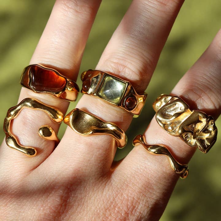 MeloMelo - Wholesale Band/Stacked Ring - Bennett - Liquid Gold Ring4