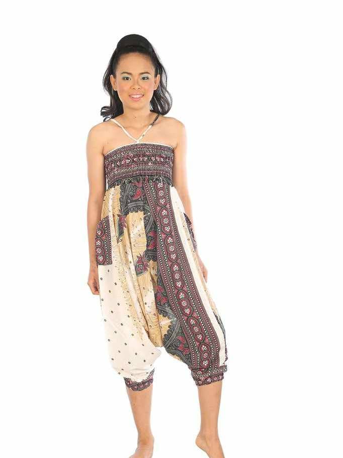 Harem Loose Pants | Jumpsuit Combo - Feathers Print for wholesale by Studio 12 Collective (previously Ethnic Lanna)