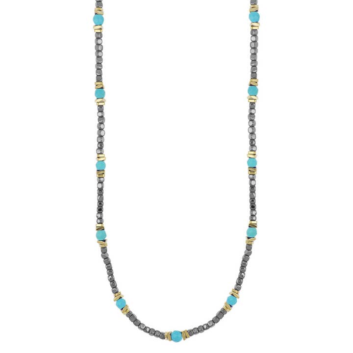 Collar choker para hombre de acero - Aylen turquesa para venta al por mayor de Goyatè