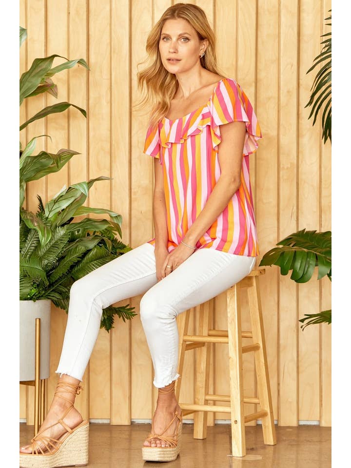 ROSA MULTI Fyrkantig urringning Print Top T11865 för wholesale på Faire