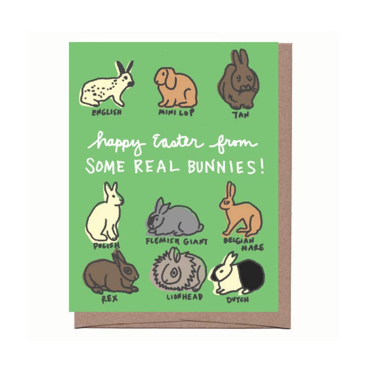 Real Bunnies Easter Card for wholesale by La Familia Green