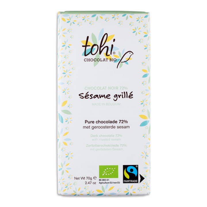 Tohi - Wholesale Chocolate Bar - Chocolate Bar 70g - Dark 72% Roasted sesame