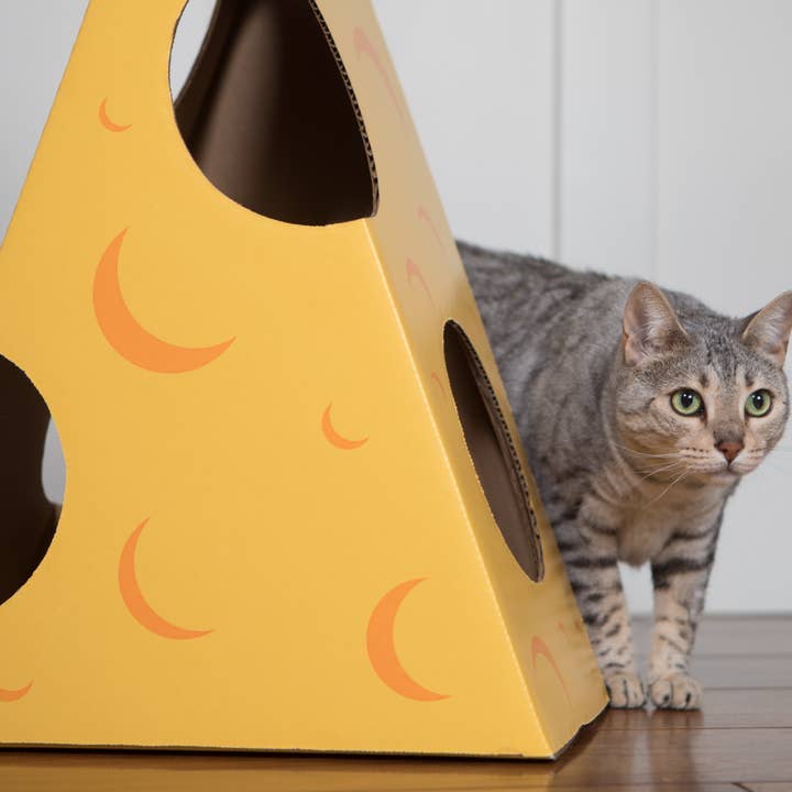 Cat in the Box LLC – wholesale Pet toy – Cat – Monster Cheese Wedge - Cardboard Box Playhouse For Cats