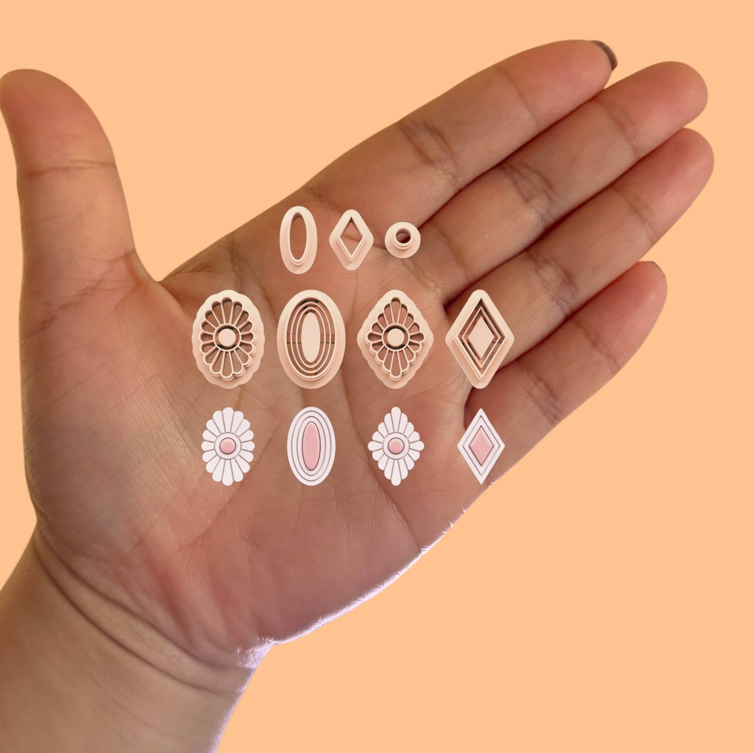 Roussell Prints and Demand LLC - Wholesale Craft Supplies - Art Deco Earring Pack with Precious Stones B Clay Cutters0