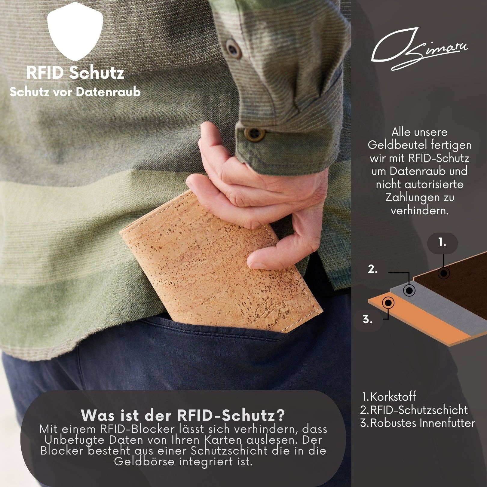 Simaru - Vente Portefeuille – homme - Portefeuille en liège Vitelius pour homme12