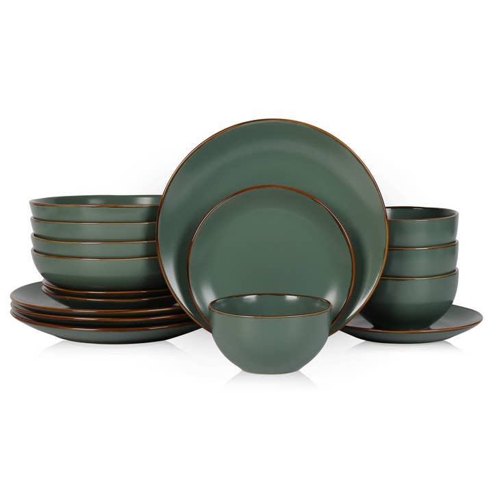 Stone Lain - Wholesale Dinnerware Set - Brasa Stoneware Dinnerware Set - Green