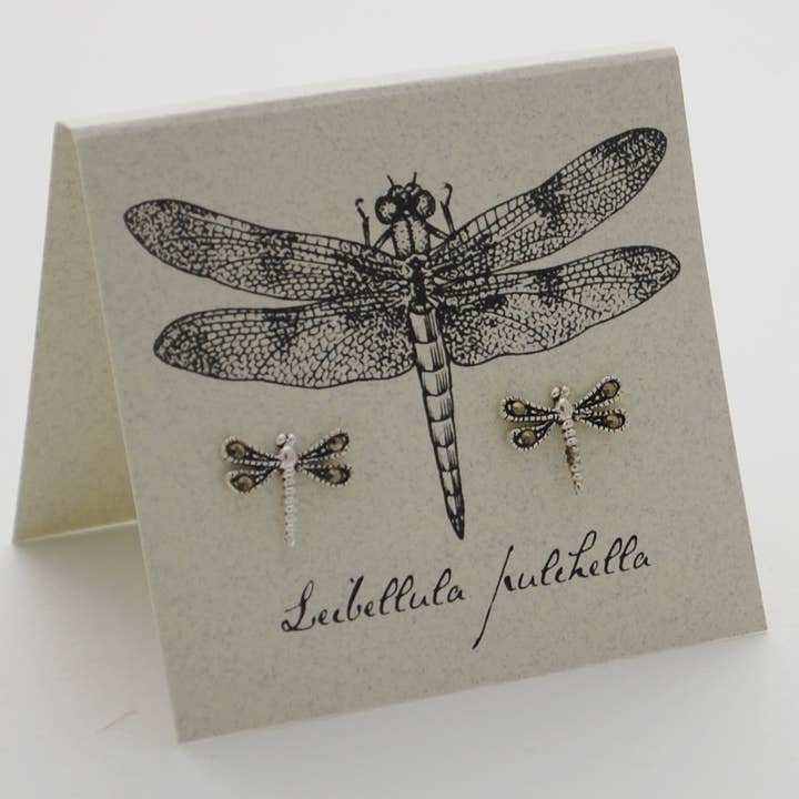 Semaki & Bird - Vente Clous d'oreille - Boucles d'oreilles en marcassite libellule - Sterling Natural History0