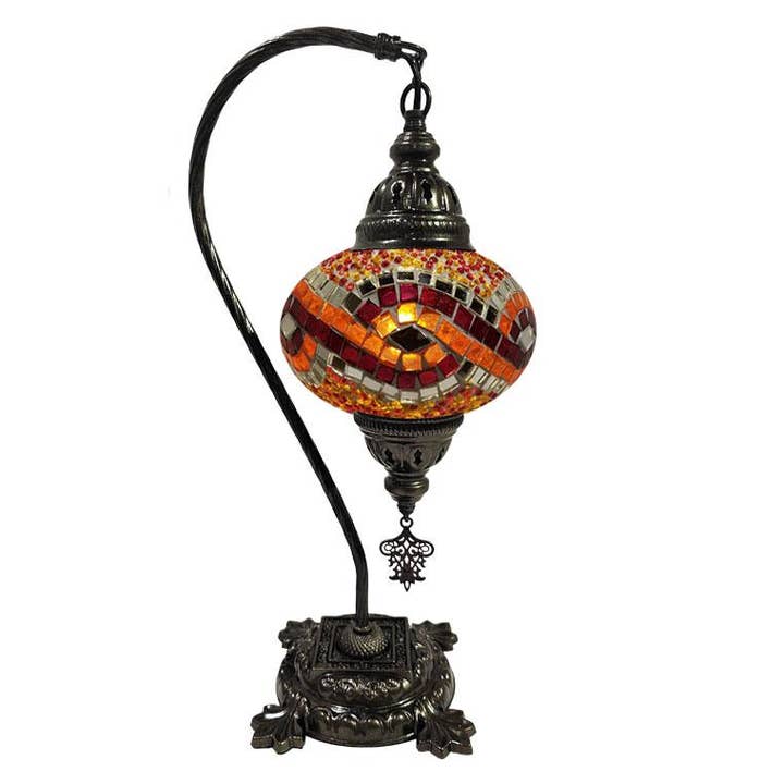 Access by Mediterranean Concepts – wholesale Accent/desk lamp – Hanging Mosaic Desk Lamp - Red and Orange Wave Knot