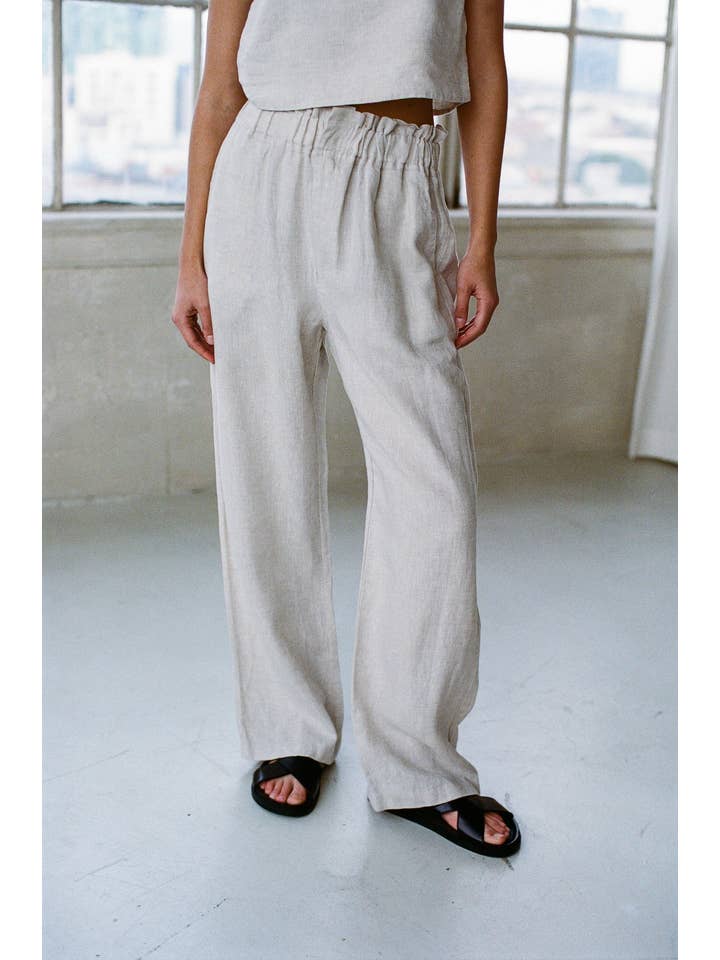 AR1111 | Woven 100% Linen Straight Leg Pants for wholesale on Faire