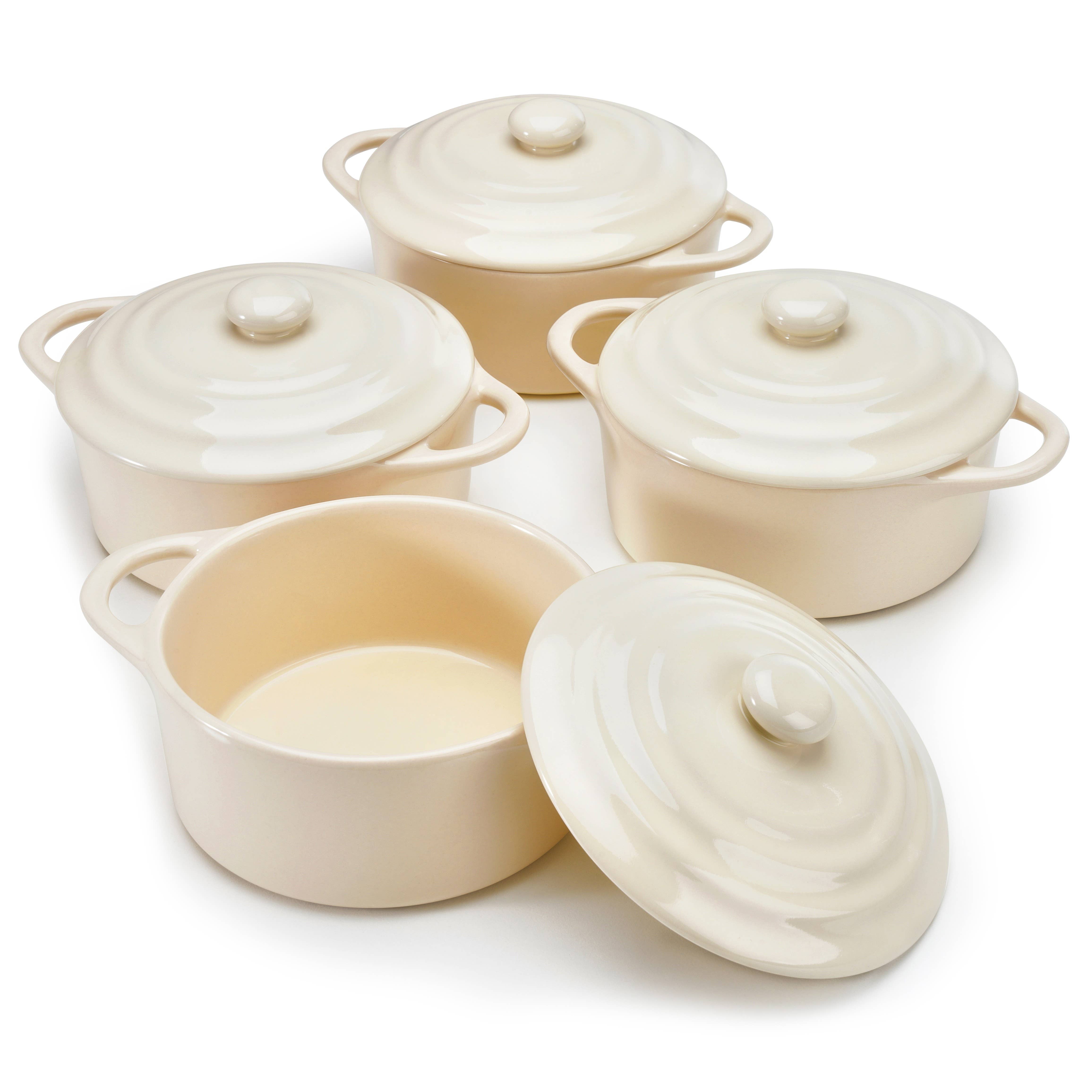 Kook - Wholesale Baking Dish - Kook Mini Casserole Dishes & Lids, Ceramic, 12 oz, Set of 411