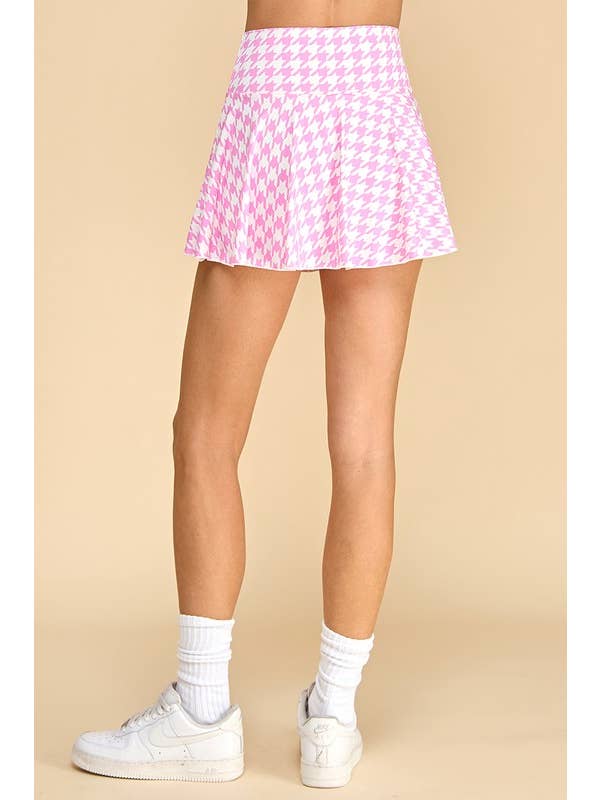 TCEC - Wholesale Skirt - Women's - CS3720-Motion Houndstooth Patterned Athleisure Skirt
