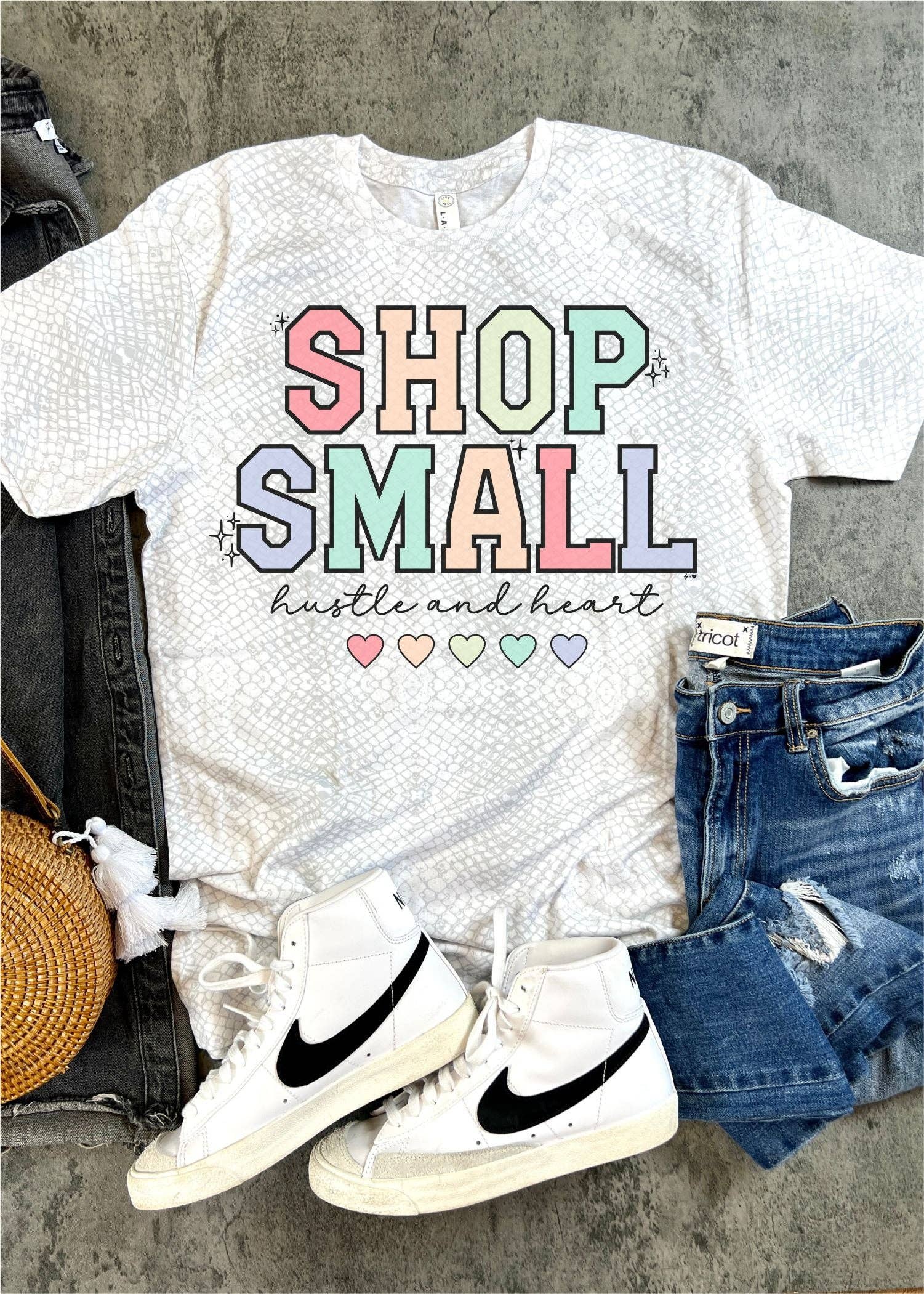 Hustle+Heart - Wholesale T-Shirt (Graphic) - Women's - Pastel Shop Small Custom Boutique Tee (LOGO1012-DTG-TEE)0