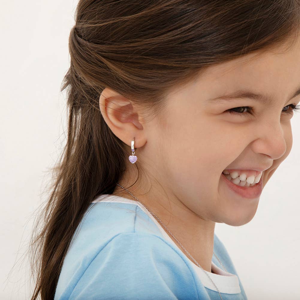 In Season Jewelry – Großhandel Ohrringe – Kinder – Puffed Heart Kinder/Mädchen Ohrringe Creolen — Sterlingsilber7