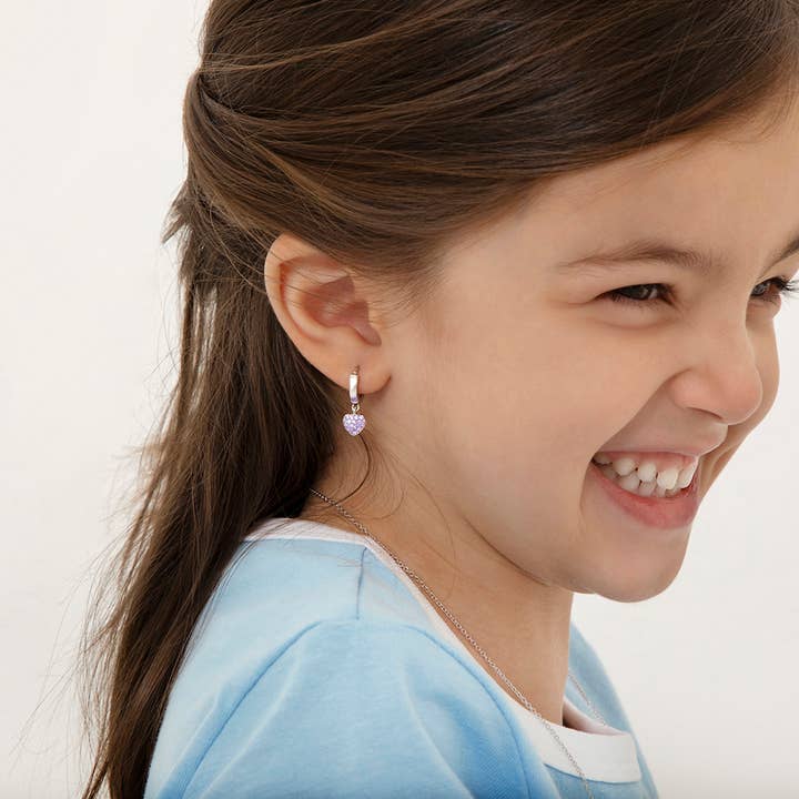 In Season Jewelry – Großhandel Ohrringe – Kinder – Puffed Heart Kinder/Mädchen Ohrringe Creolen — Sterlingsilber7