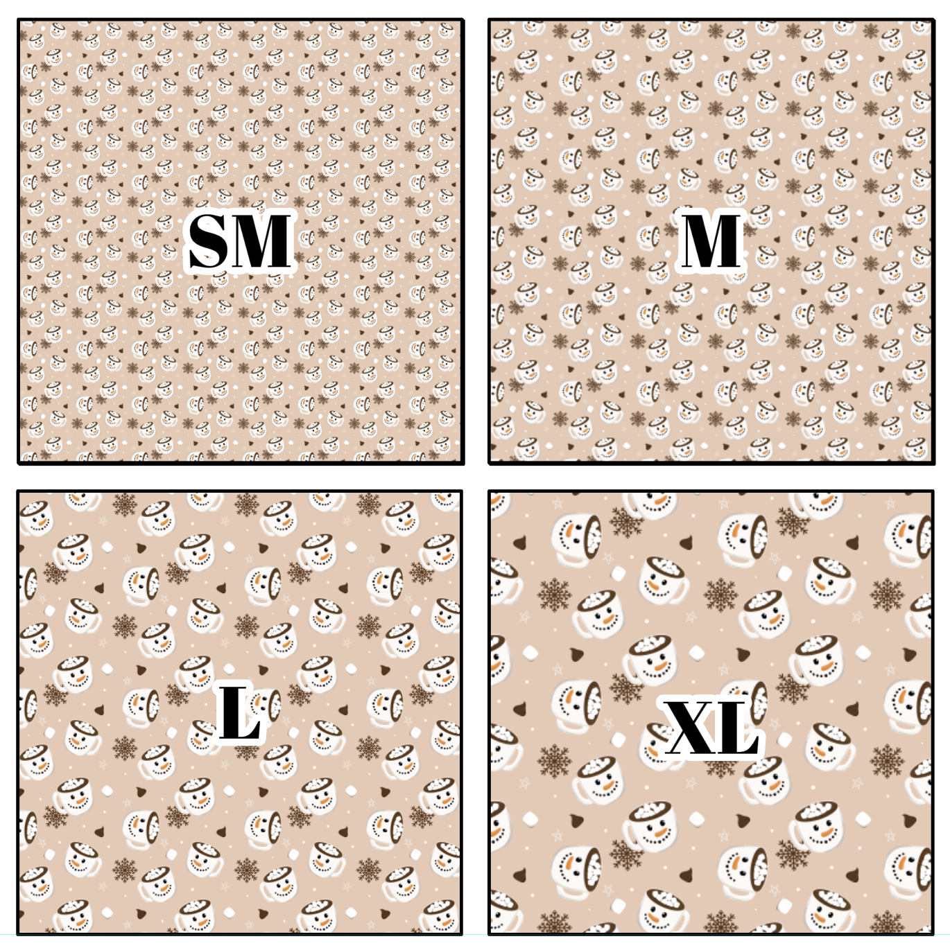 My Vinyl Cut - Wholesale Sublimation Transfer - Printed Vinyl HTV & Waterslide Hot Cocoa Christmas Patterns 12 x 12 inch sheet1