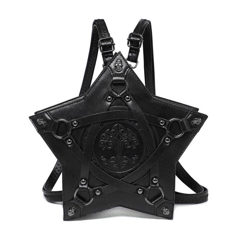 BLACK Gothic Embossed Backpack Shoulder Crossbody Bag for wholesale on Faire1