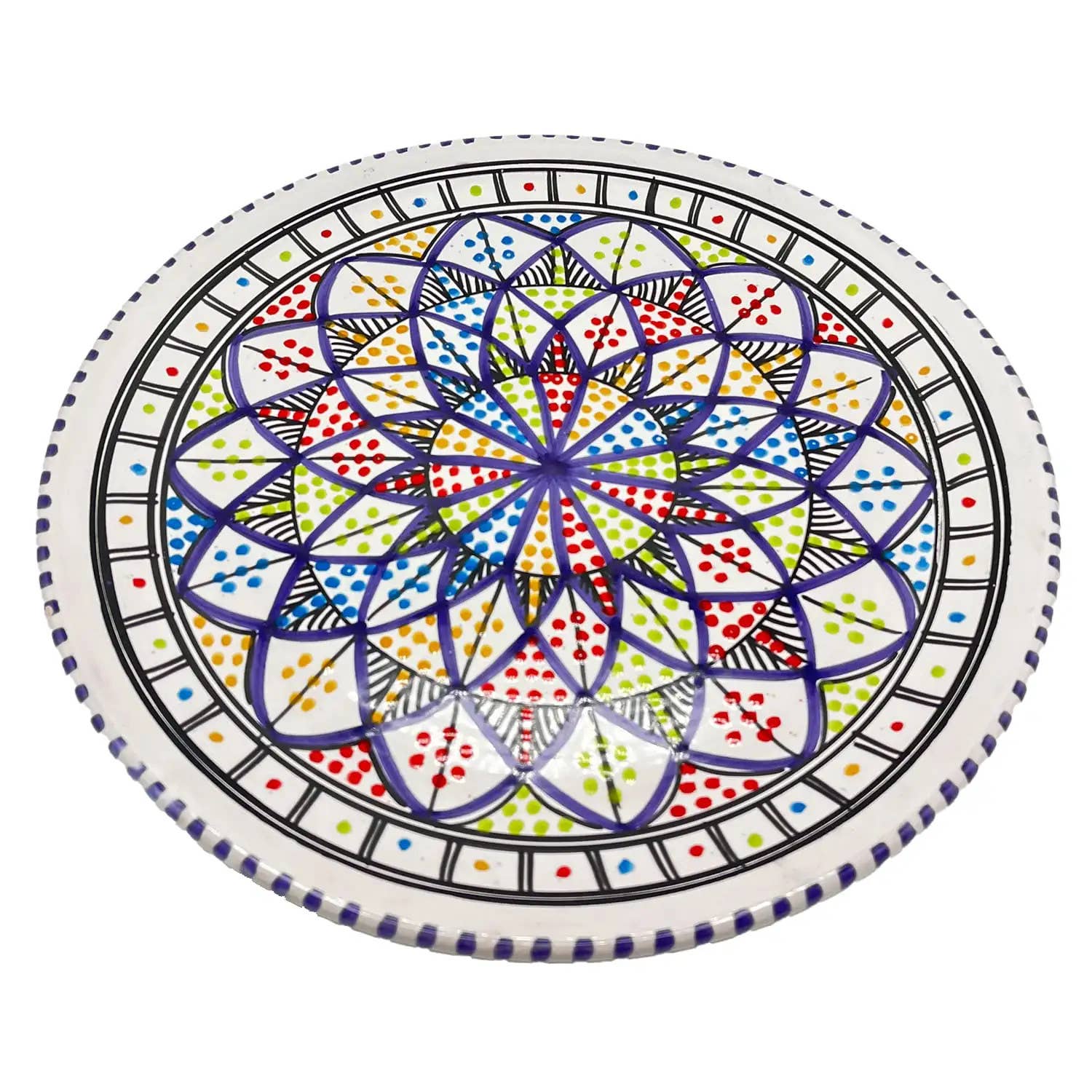 Etnico del Mondo - Wholesale Dinner Plate - Tunisian Hand-Painted Ceramic Pizza Plate2