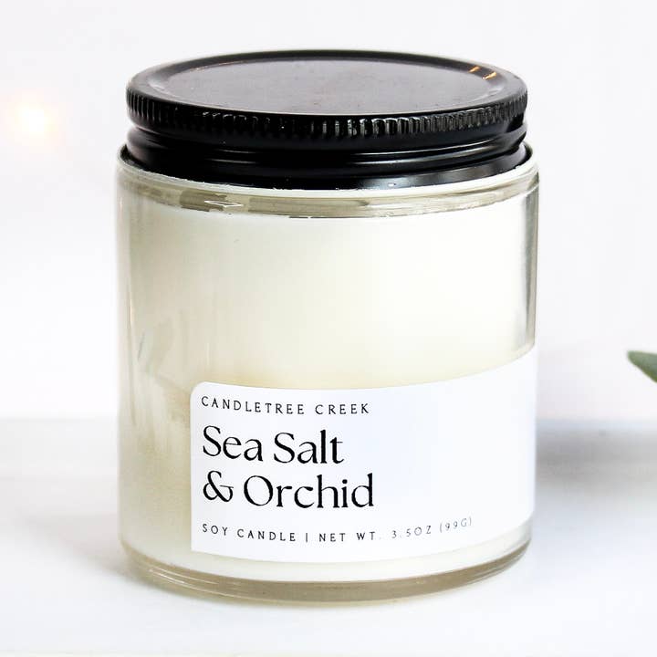 Vela de sal marina y orquídea de 3.5 oz para venta al por mayor de Candletree Creek