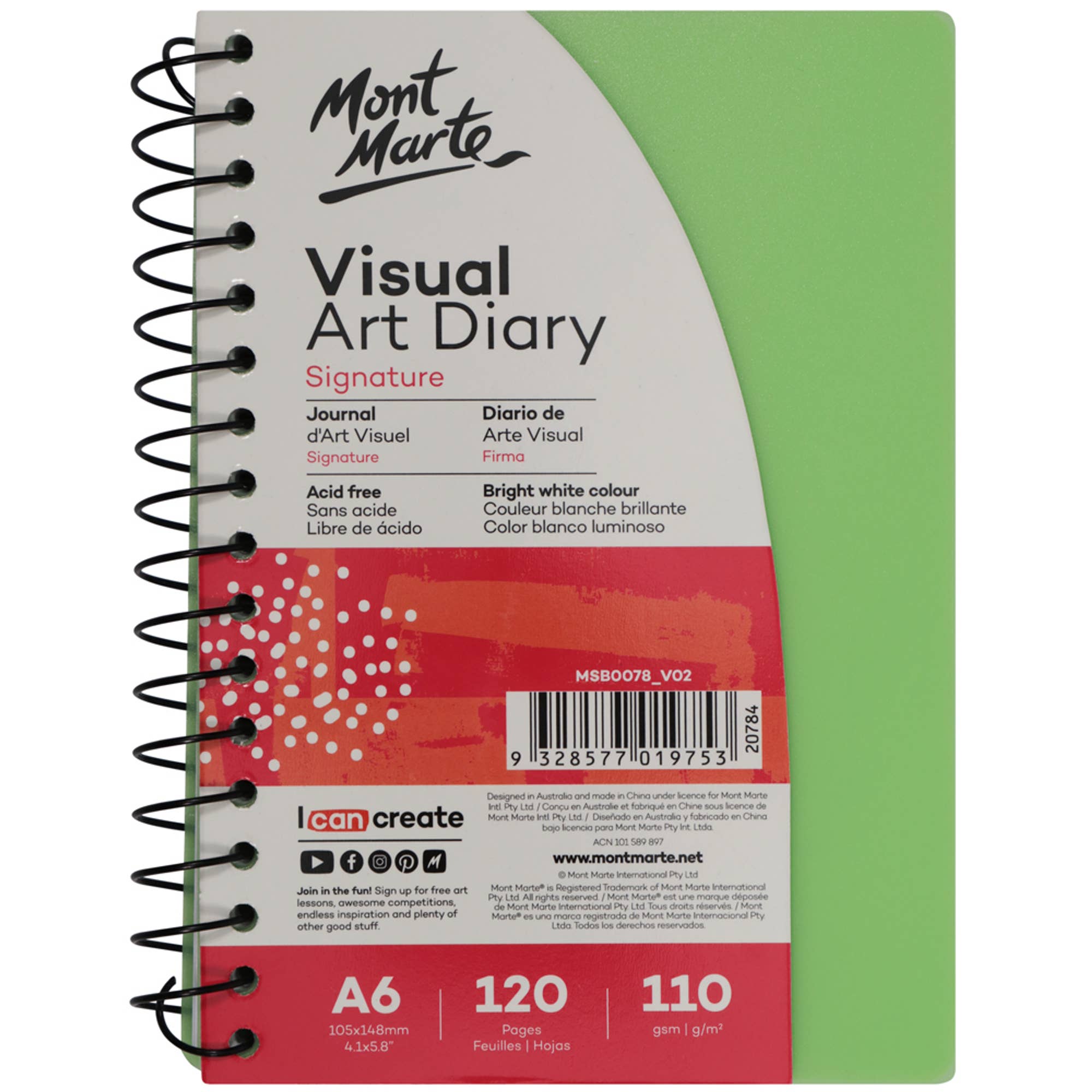 Mont Marte Usa, Inc. - Wholesale Sketchbook/Sketchpad - Visual Art Diary Signature A6 120 Pages 110gsm2