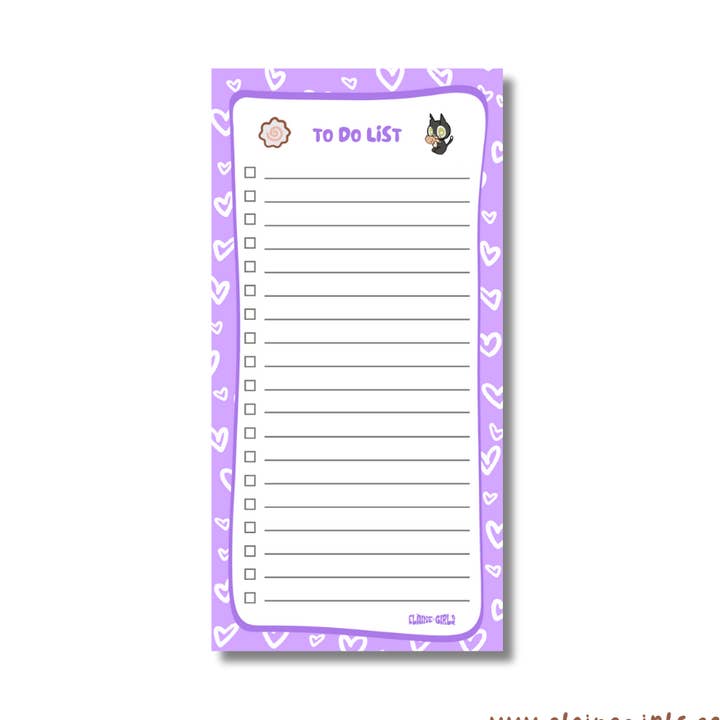 Notepad 4.25 x 8.5 | Lilac Purple Hearts for wholesale by Elaine Girls