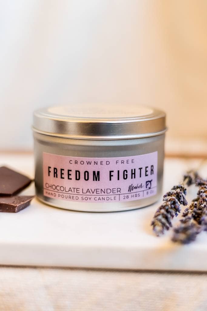 Crowned Free - Wholesale Travel Candles - Freedom Fighter Candle - 8oz - Made by Survivors