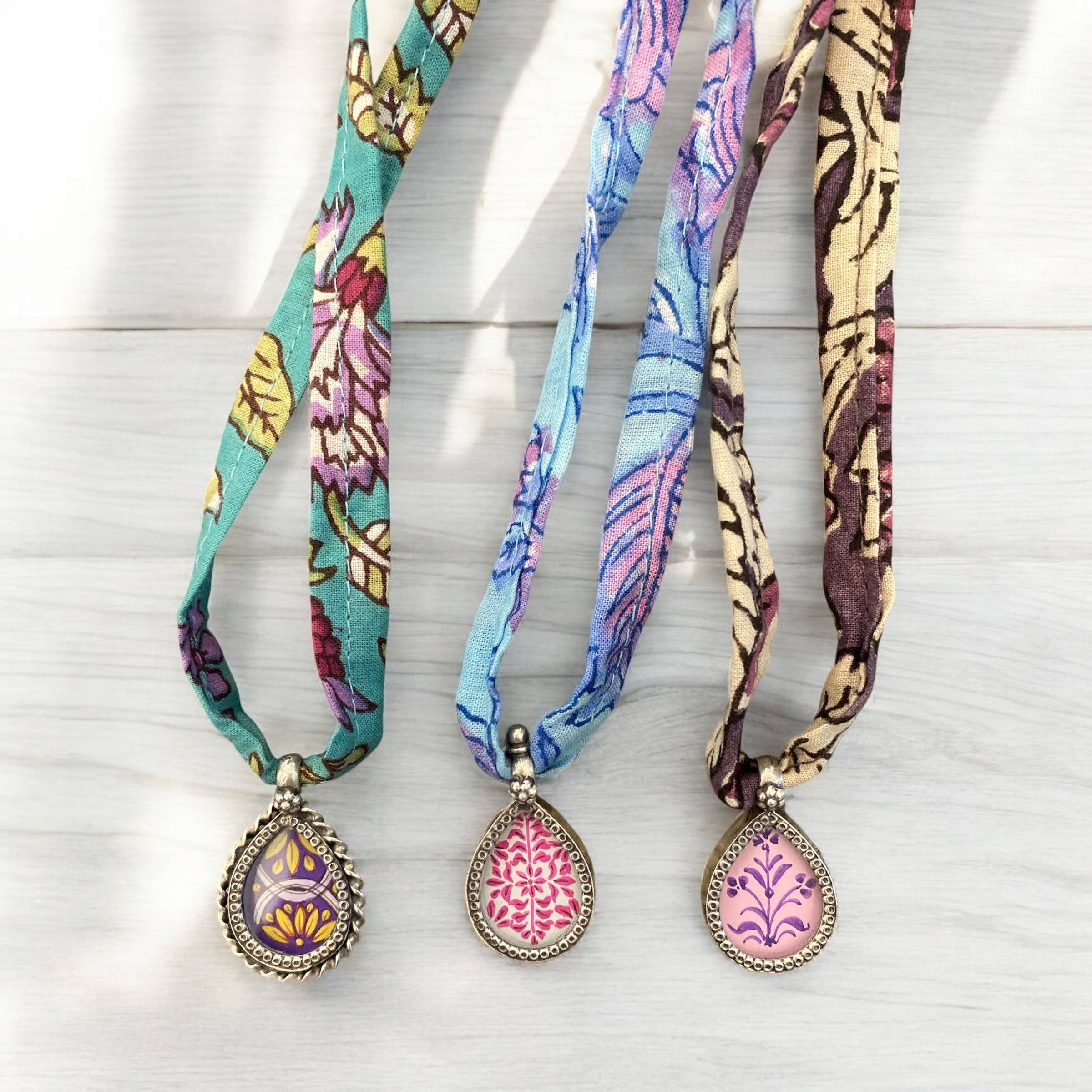 Jen Stock Mindful Designs - Wholesale Pendant/Charm Necklace - Block Print Beaded Necklaces42