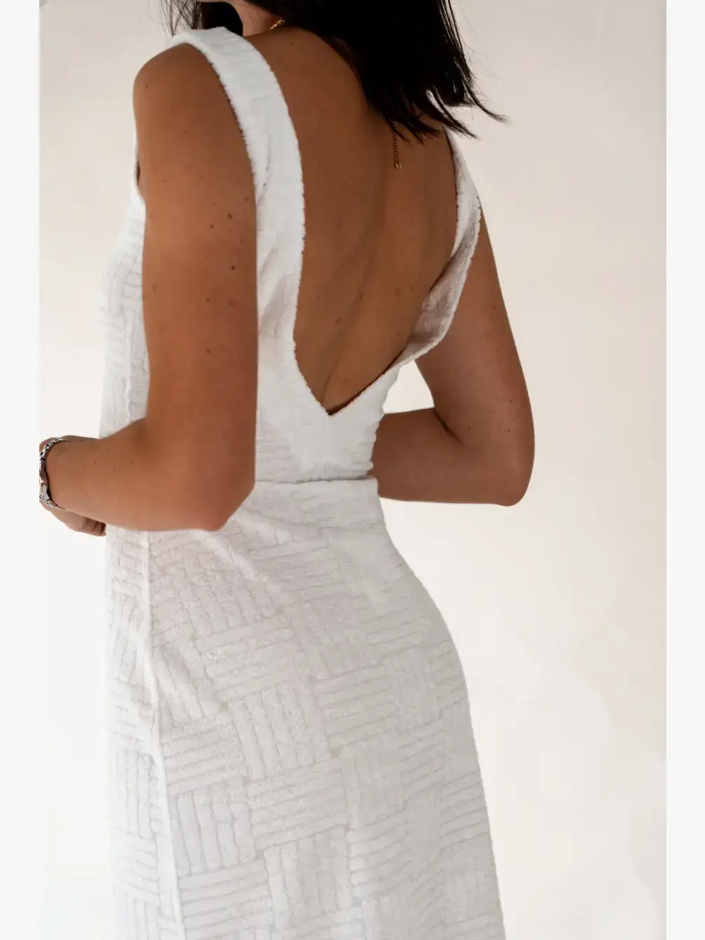 Lacerf - Vente Robe – femme - Robe longue dos nu en tissu éponge rouge3