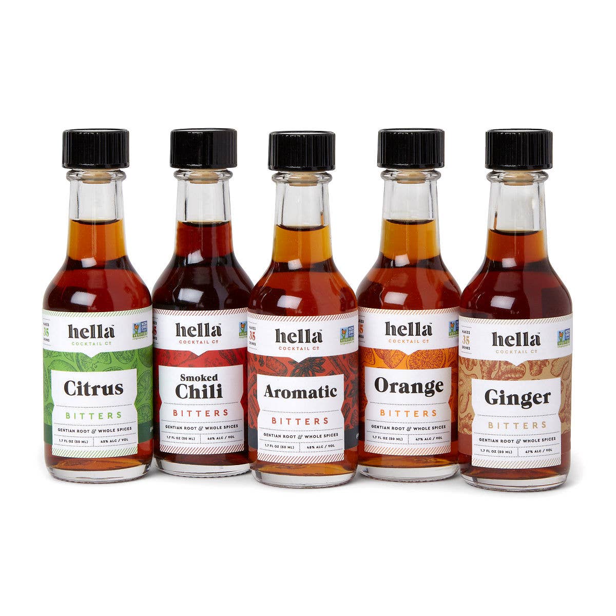 Hella Cocktail Co. - Wholesale Bitters - Cocktail Bitters Bar Set: Five Flavor (Certified Non-GMO)1