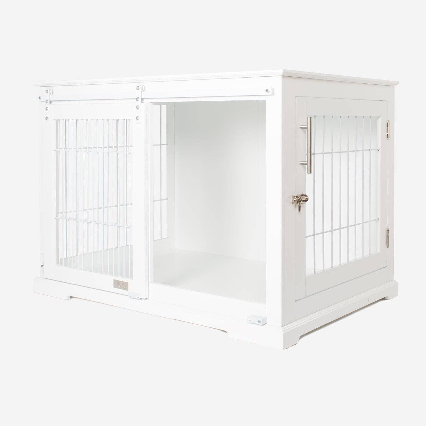Wooden Sliding Door Dog Crate in White for wholesale on Faire5