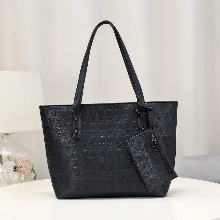 Punk Black Skull - Präglad Tygväska för wholesale av Tourtiwi