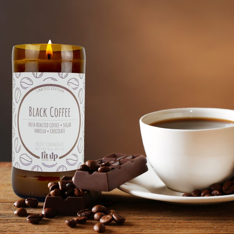 Lit Up Candle Co. - Vendita all'ingrosso Candela in vasetto - Candele di soia profumate Black Coffee da 8 once in bottiglie di birra3