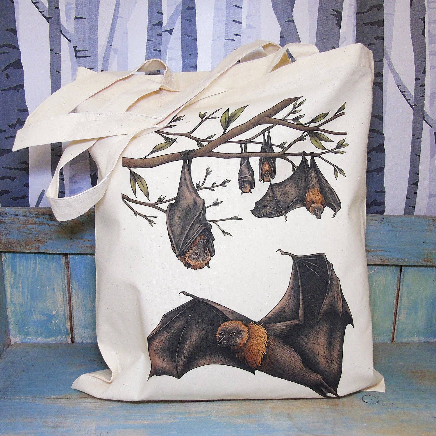 Lyndsey Green Illustration – wholesale Tote bag – Unisex – Rodrigues Fruit Bats Tote Bag ~ Organic & Fairtrade Cotton0