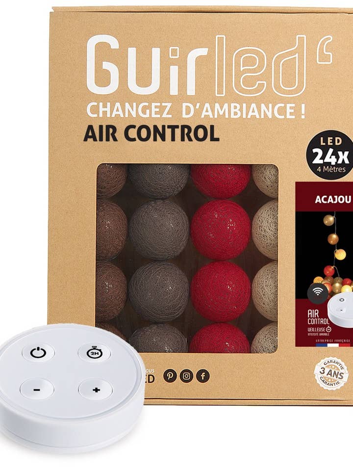 Mahogany Remote Controlled Cotton Light Garland Balls for wholesale by Guirled