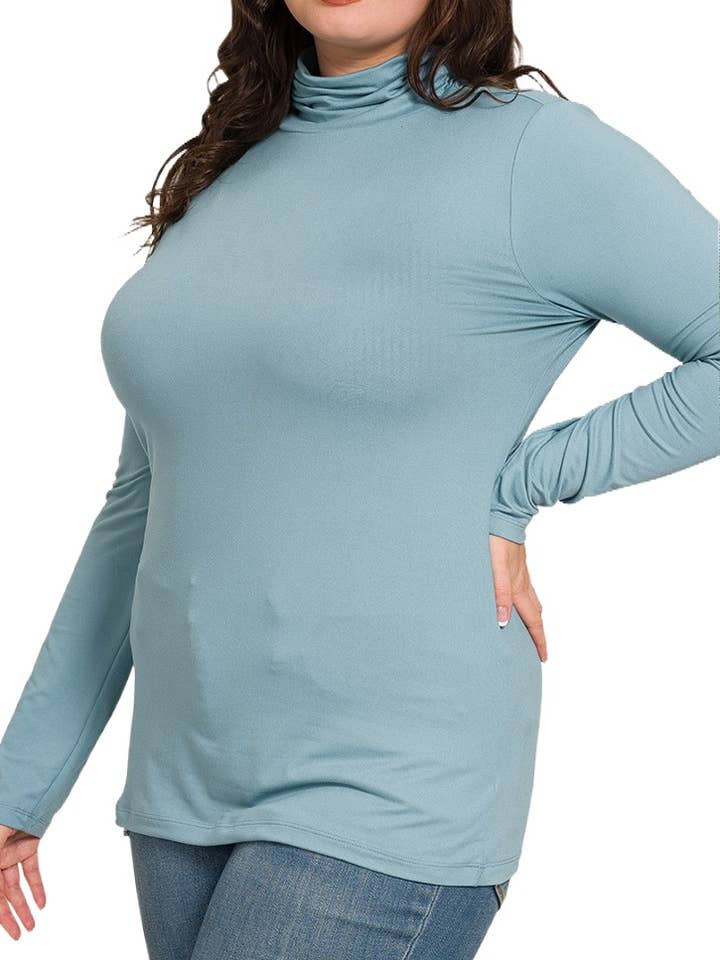 Plus Brushed Microfiber Mock Neck Top for wholesale by Vanilla Monkey