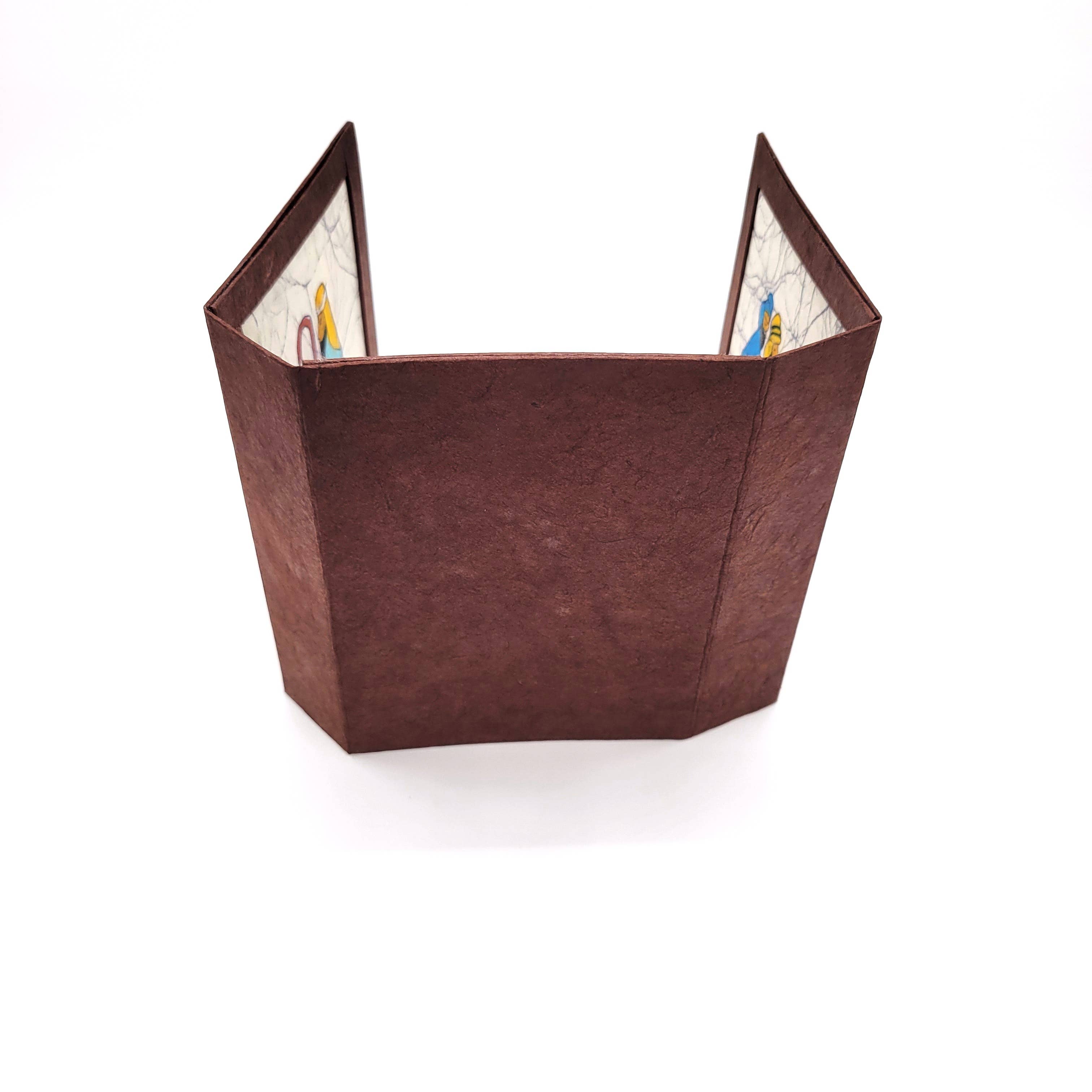 Eclectic Woodchuck – wholesale Nativity scene decor – Batik Nativity Triptych in Paper Mache Box 14