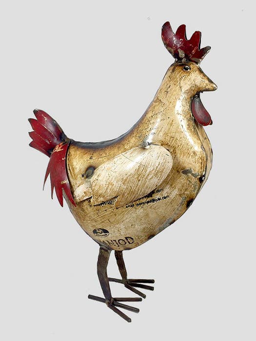 Rooster White Recycled Metal Animals for wholesale by Everyday Artifact