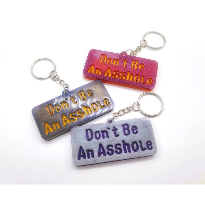 Funny Cussing Swear Word Eco-Friendly Epoxy Resin Key Chain for wholesale by Slightly Askew Art