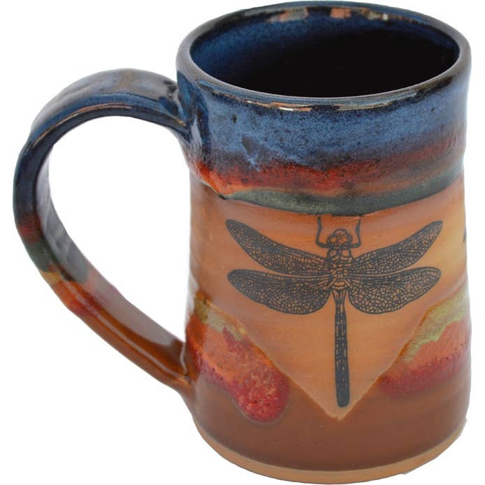 Dragonfly 17 Oz. Tankard (made to order) for wholesale by Always Azul Pottery