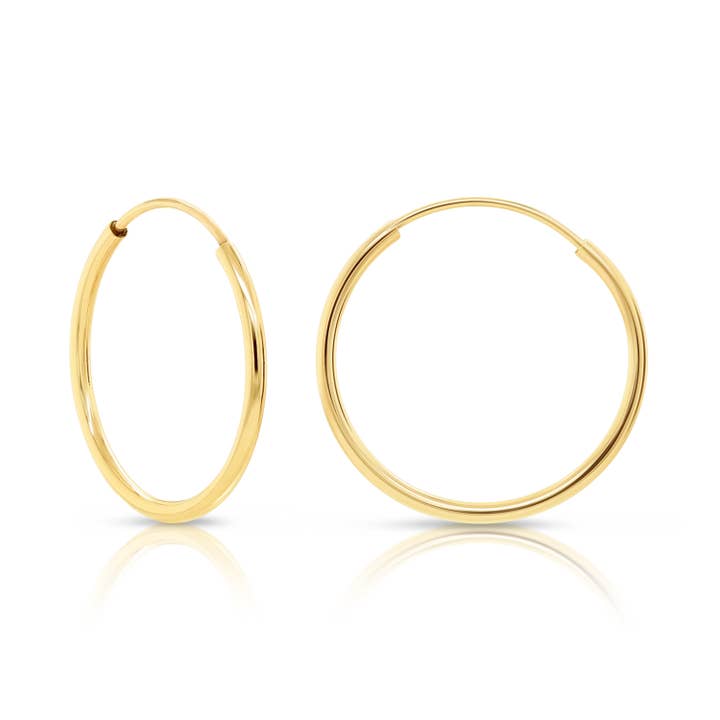 NY Gold & Silver Trading Inc. - Wholesale Hoop Earrings - 14K Yellow Gold Endless Hoops (10mm to 20mm available)